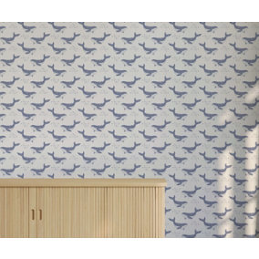Bobbi Beck eco-friendly beige whale wallpaper