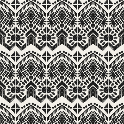 Bobbi Beck eco friendly Black aztec tribal Wallpaper