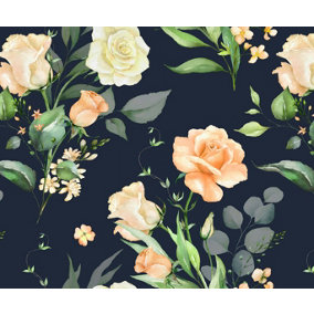 Bobbi Beck eco-friendly Black classic dark floral wallpaper