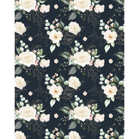 Bobbi Beck eco-friendly Black dark floral outline wallpaper