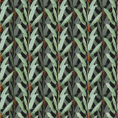 Bobbi Beck eco friendly Black maximalist tropical Wallpaper