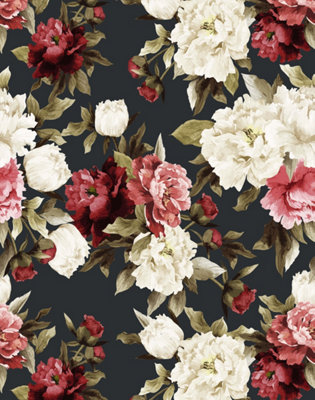 Bobbi Beck eco-friendly Black painted floral wallpaper