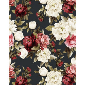 Bobbi Beck eco-friendly Black painted floral wallpaper