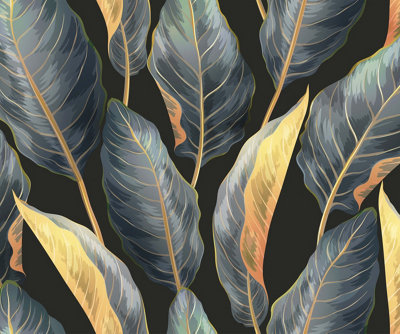 Bobbi Beck eco-friendly Black tropical calathea leaf wallpaper