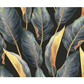 Bobbi Beck eco-friendly Black tropical calathea leaf wallpaper