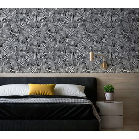 Bobbi Beck eco-friendly black zebra wallpaper