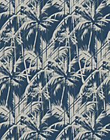 Bobbi Beck eco-friendly Blue abstract palm tree wallpaper