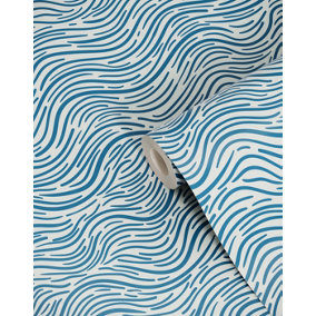 Bobbi Beck eco-friendly Blue abstract wave wallpaper