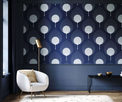 Bobbi Beck eco-friendly Blue ace leaf fan wallpaper