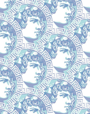 Bobbi Beck eco-friendly Blue ancient greek motif wallpaper