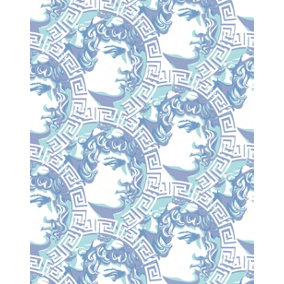 Bobbi Beck eco-friendly Blue ancient greek motif wallpaper