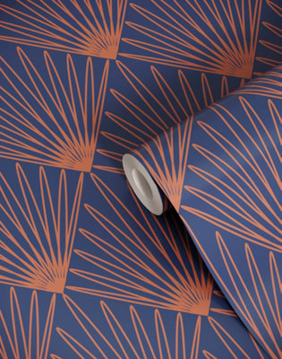 Bobbi Beck eco-friendly Blue art deco burst wallpaper