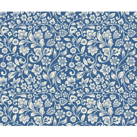 Bobbi Beck eco-friendly Blue arts crafts floral wallpaper