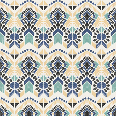 Bobbi Beck eco friendly Blue aztec tribal Wallpaper