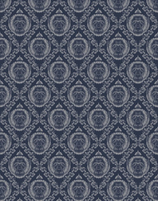 Bobbi Beck eco-friendly blue baroque monkey wallpaper