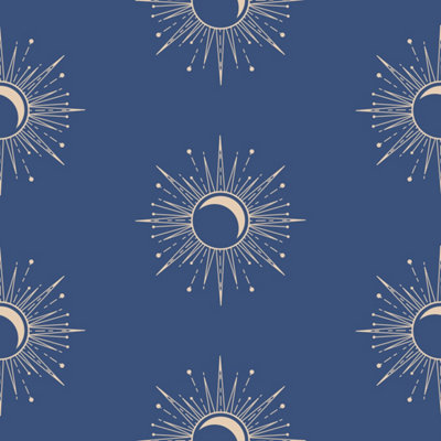 Bobbi Beck eco friendly Blue boho sun Wallpaper