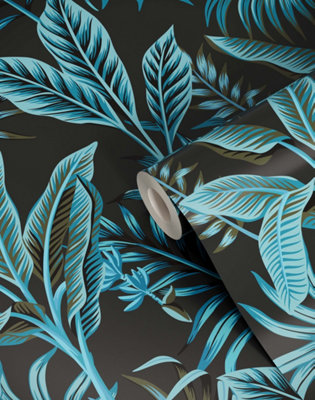 Bobbi Beck eco-friendly Blue bold tropical wallpaper | DIY at B&Q