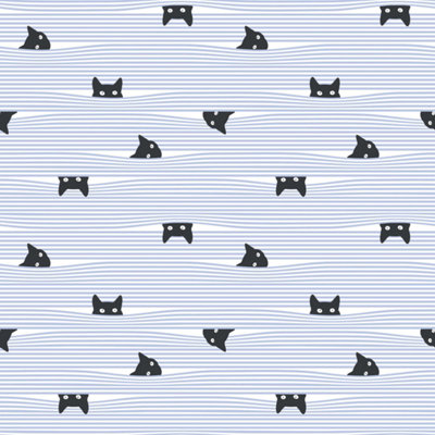 Bobbi Beck eco-friendly blue cat wallpaper