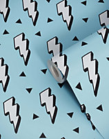 Bobbi Beck eco-friendly Blue childrens lightning bolt wallpaper