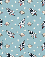 Bobbi Beck eco-friendly Blue childrens space rocket wallpaper