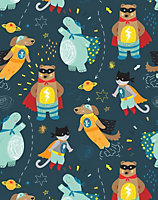 Bobbi Beck eco-friendly Blue childrens superhero wallpaper