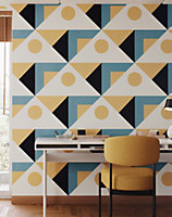 Bobbi Beck eco friendly Blue contemporary triangle Wallpaper
