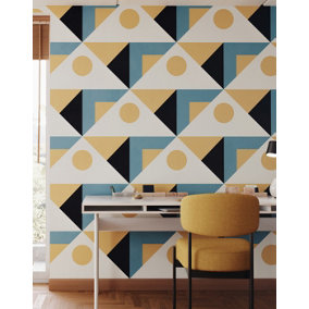 Bobbi Beck eco friendly Blue contemporary triangle Wallpaper