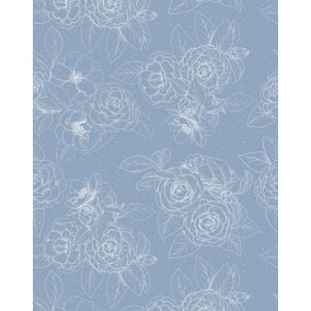 Bobbi Beck eco-friendly Blue dotwork floral wallpaper