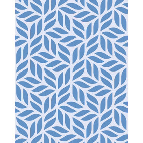 Bobbi Beck eco-friendly Blue geometric leaf pattern wallpaper