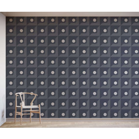 Bobbi Beck eco friendly Blue large 3d abstract geometric Wallpaper