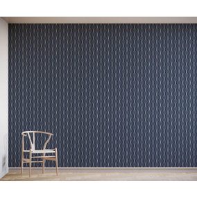 Bobbi Beck eco friendly Blue modern wavy line Wallpaper
