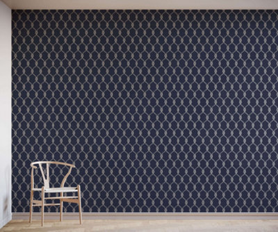 Bobbi Beck eco friendly Blue nautical rope Wallpaper