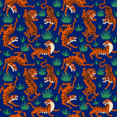 Bobbi Beck eco-friendly blue oriental tiger wallpaper