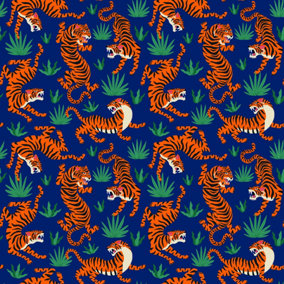 Bobbi Beck eco-friendly blue oriental tiger wallpaper