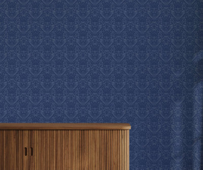 Bobbi Beck eco-friendly blue owl wallpaper