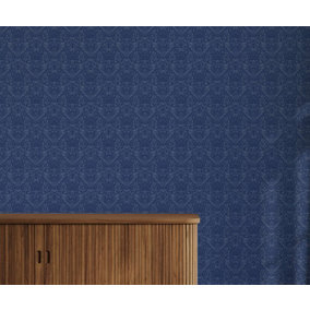 Bobbi Beck eco-friendly blue owl wallpaper