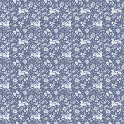 Bobbi Beck eco-friendly blue rabbit wallpaper