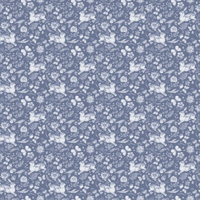 Bobbi Beck eco-friendly blue rabbit wallpaper