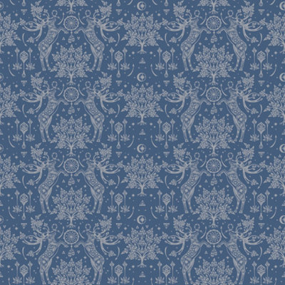 Bobbi Beck eco-friendly blue scandi deer wallpaper