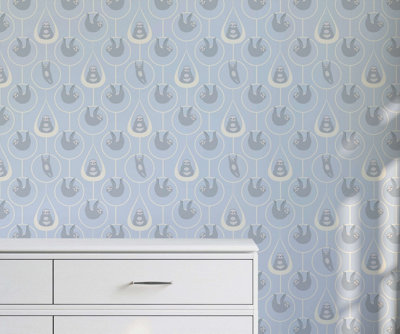 Bobbi Beck eco-friendly blue sloth wallpaper