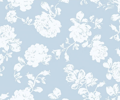 Bobbi Beck ecofriendly Blue stencil effect floral wallpaper DIY at B&Q