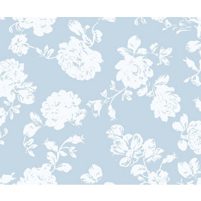 Bobbi Beck eco-friendly Blue stencil effect floral wallpaper