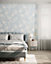 Bobbi Beck eco-friendly Blue stencil effect floral wallpaper