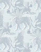 Bobbi Beck eco-friendly Blue tropical leopard leaf wallpaper