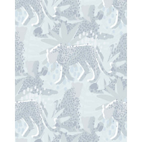 Bobbi Beck eco-friendly Blue tropical leopard leaf wallpaper