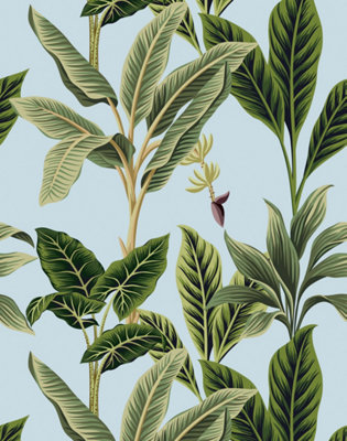 Bobbi Beck eco-friendly Blue vintage tropical wallpaper