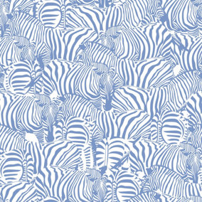 Bobbi Beck eco-friendly blue zebra wallpaper