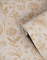 Bobbi Beck eco-friendly Brown detailed floral wallpaper
