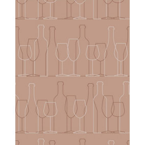 Bobbi Beck eco-friendly Brown wine glass motif wallpaper