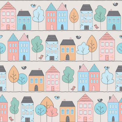 Bobbi Beck eco-friendly childrens toy town wallpaper